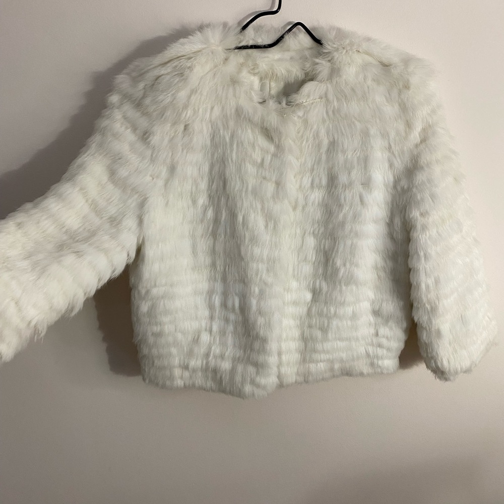 Natural rabbit fur short jacket